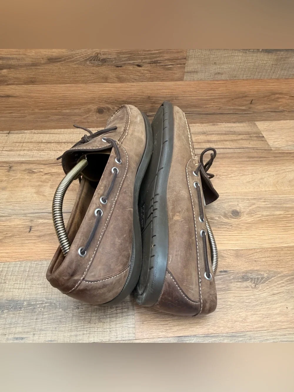 LL Bean Men Size 10D Signature Brown Boat Shoes Loafers Moccasins Leather